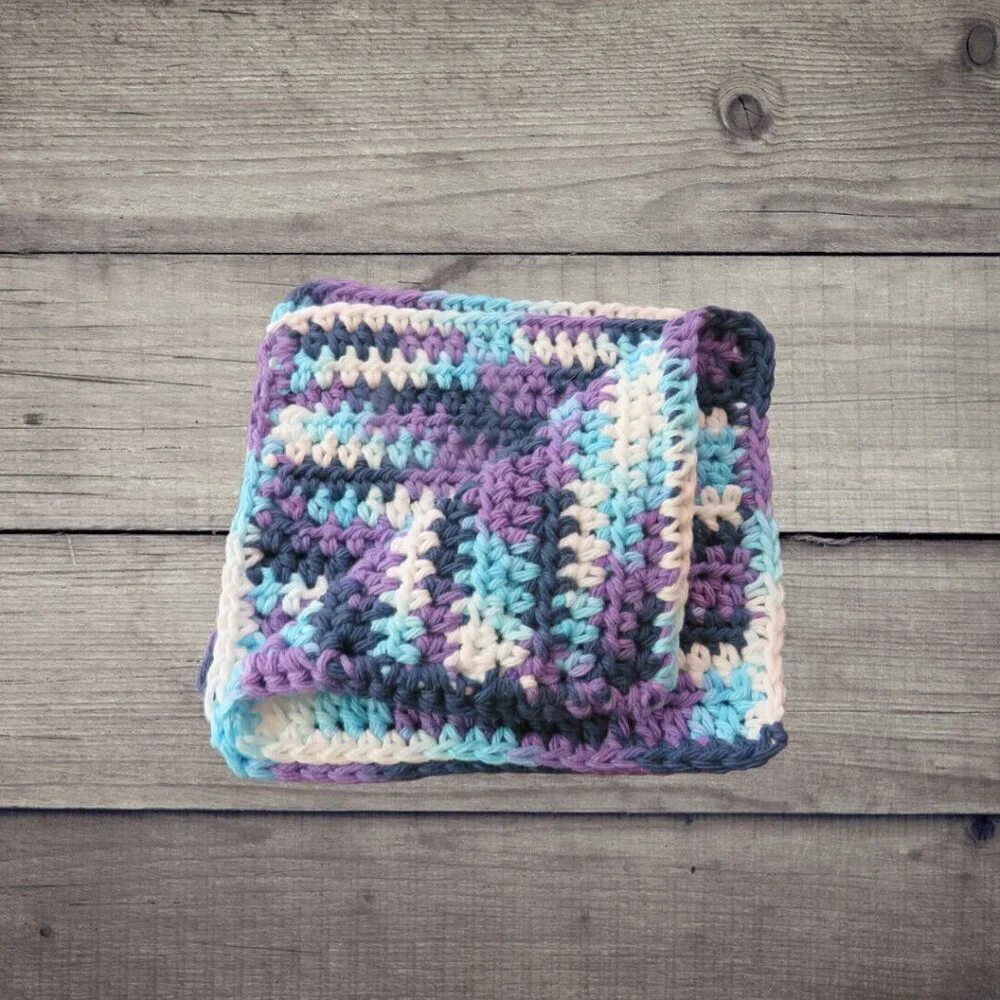 Handmade Crochet Dishcloth, Set of 3, Cotton Yarn Moondance